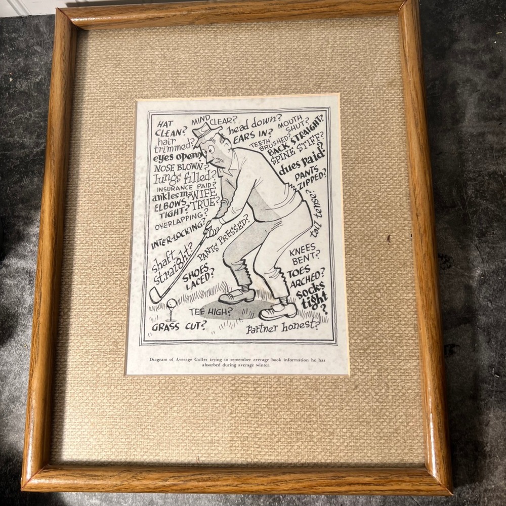 Vintage Golf Humorous Framed Cartoon | Lawrence Lariar *SEE NOTE | Father's Day